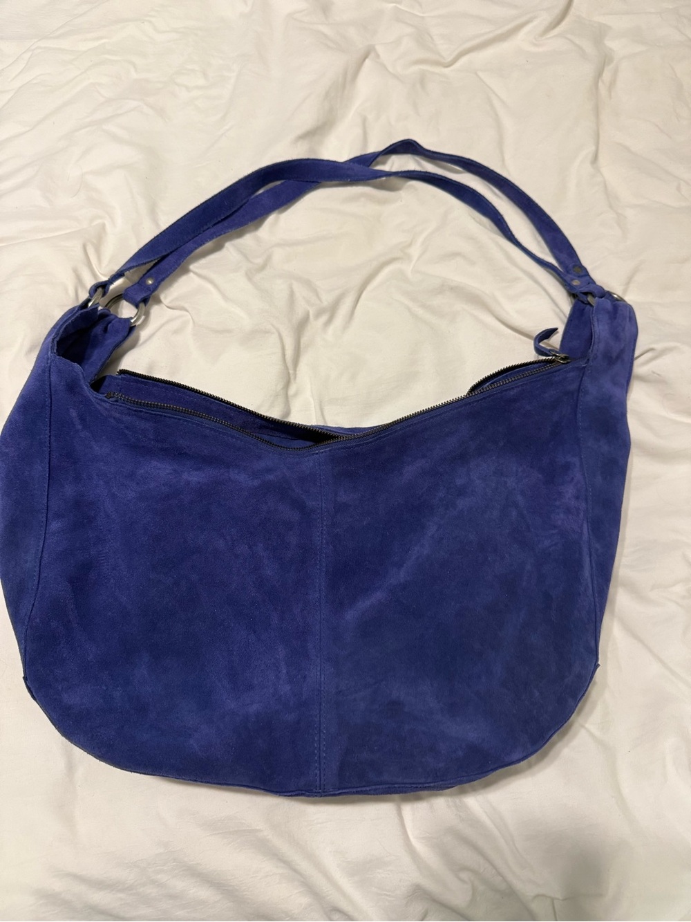 Free People Suede Hobo Shoulder Bag in Cobalt Blue